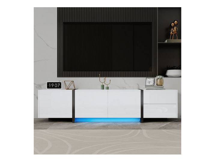 Merax Lowboard mit LED (TV-Schrank, 1 St), Fernsehschrank mit 3 Türen, 1 Schublade & 1 Klapptür, 170x30x39cm
