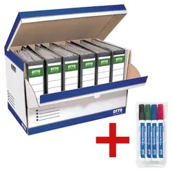 OTTO Office Ordner-Container (10 Stück) inkl. 4er-Pack Permanent Marker mehrfarbig