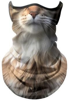 Uplift Essentials 3D Animal Print Ice Silk Bandana Cooling Breathable Face & Neck Protection beige Cat