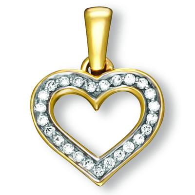 Kettenanhänger ONE ELEMENT "Zirkonia Herz Herz Anhänger aus 333 Gelbgold", gold, Schmuckanhänger, Damen, Gelbgold 333 Gold, Gelbgold 333, Gold, Kettenanhänger, Herzanhänger – Ausdruck von Liebe, perfekt zum Verschenken