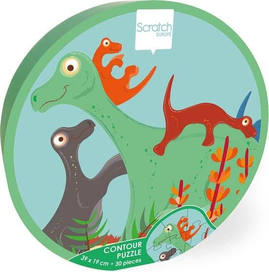 SCRATCH Contourpuzzel Dinosaurus
