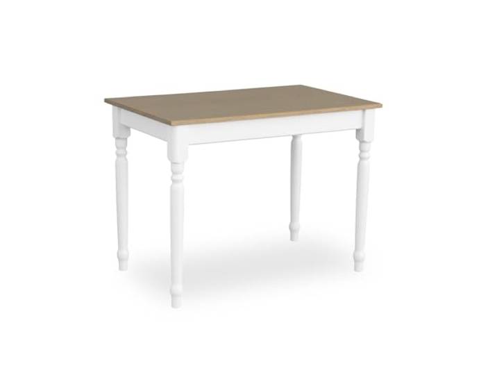 Metdrew Esstisch aus Holz Tisch 100x60 cm Kompakt & stabil Mit Zierbeinen Für 4 Personen Platzsparend für Küche Skandinavisches Design Weißer Küchentisch Tischplatte: Eiche Hell