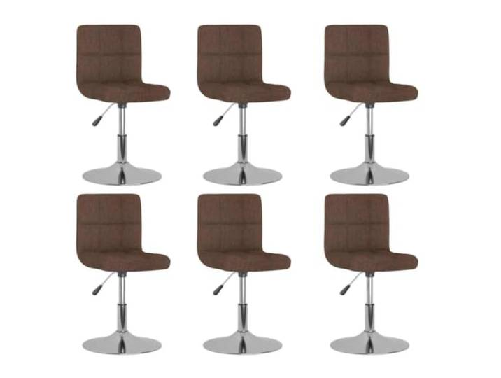 KGHFDVB Esszimmerstühle 6 STK. Drehbar Braun Stoff Mit Stahlgestell 360 Grad drehbar, höhenverstellbar, verchromtes Stahlgestell, weicher Stoffbezug, modernes Design
