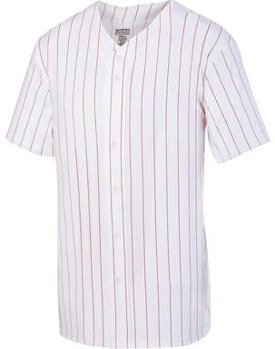 Augusta Sportswear 1685 Athletic Pinstripe Full-Button Jersey T-Shirt in White/Red size 2XL   Polyester