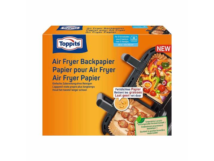 Toppits Air Fryer Backpapier 20 Stück – Friteuse Zubehör – braun