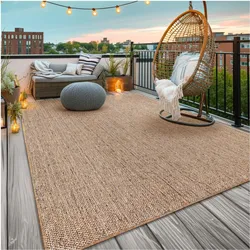 TT Home, Teppich, Waschbarer In-& Outdoorteppich Wetterfest Garten Terrasse Boho Unicolor Meliert (220 x 160 cm)