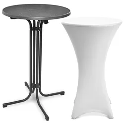 STEHTISCH Bellini Ø 80cm Grau mit Stella Stehtischhusse Ø 80cm Weiß