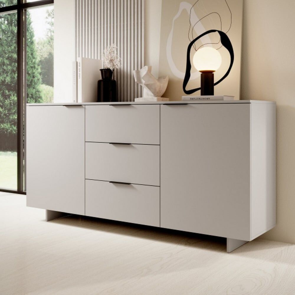 MSO Buffet beige mat 2 portes 3 tiroirs 180cm Beige 41x90x180cm