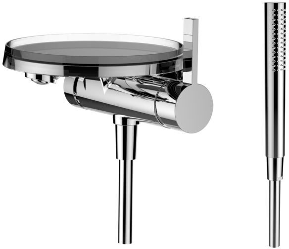LAUFEN Kartell Einhebel-Unterputz-Wannenmischer mit Deko Disc, H3213390041411, miit Handbrause