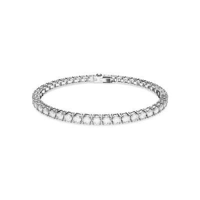 Armkette SWAROVSKI "Schmuck Geschenk Matrix Armband" Gr. M, silber (metallfarben, kristallweiß, kristallweiß), Armbänder, Damen, M, Metall, Armkette, mit Swarovski Kristall