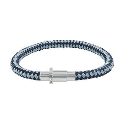 Armband JOOP, edelstahlfarben, hellblau, dunkelblau, Armbänder, Herren, 21cm, Edelstahl Nylon, Edelstahl, Nylon, Armband