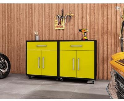 "Manhattan Comfort Eiffel 28"" Rolling Garage Cabinet - Set of 2"
