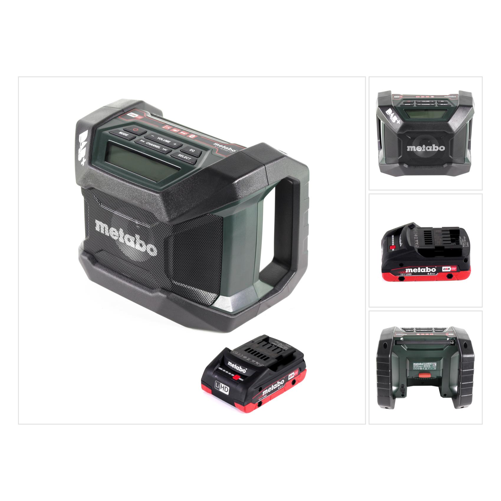 Metabo R 12-18 DAB+ BT Akku Baustellenradio 12-18 V DAB+ + 1x LiHD Akku 4,0 Ah - ohne Ladegerät (AM, DAB+, FM, Bluetooth) (R 12-18 DAB+ BT)