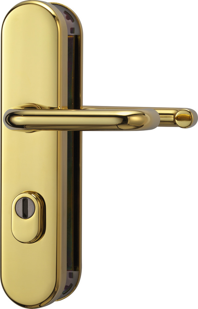 ABUS Schutz-Drückergarnitur mit Langschild KLZS714, oval, Messing 10012247-01