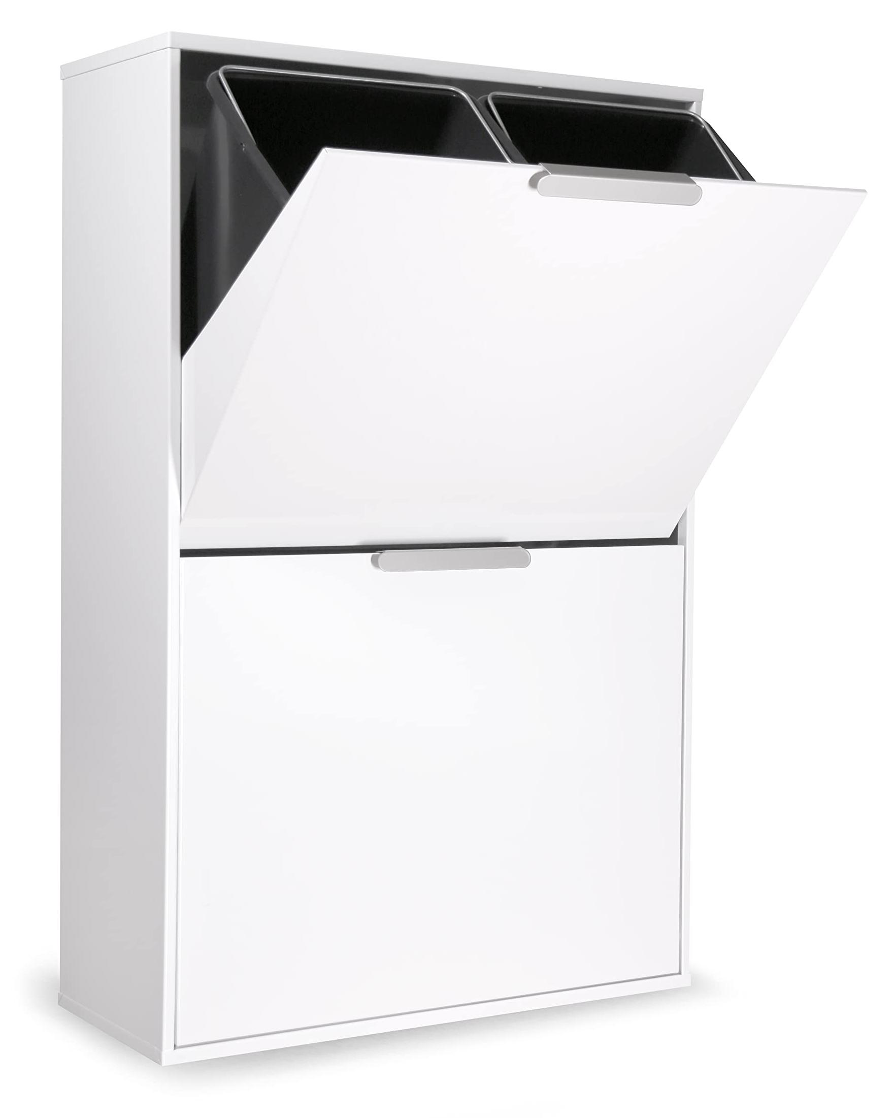 Abfalleimer mit 4 Fächern, 4 x 17 l, Stahl, Weiß