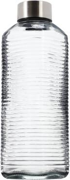 Gibson Home 34 Ounce Ribbed Glass Bottle with Stainless Steel Lid