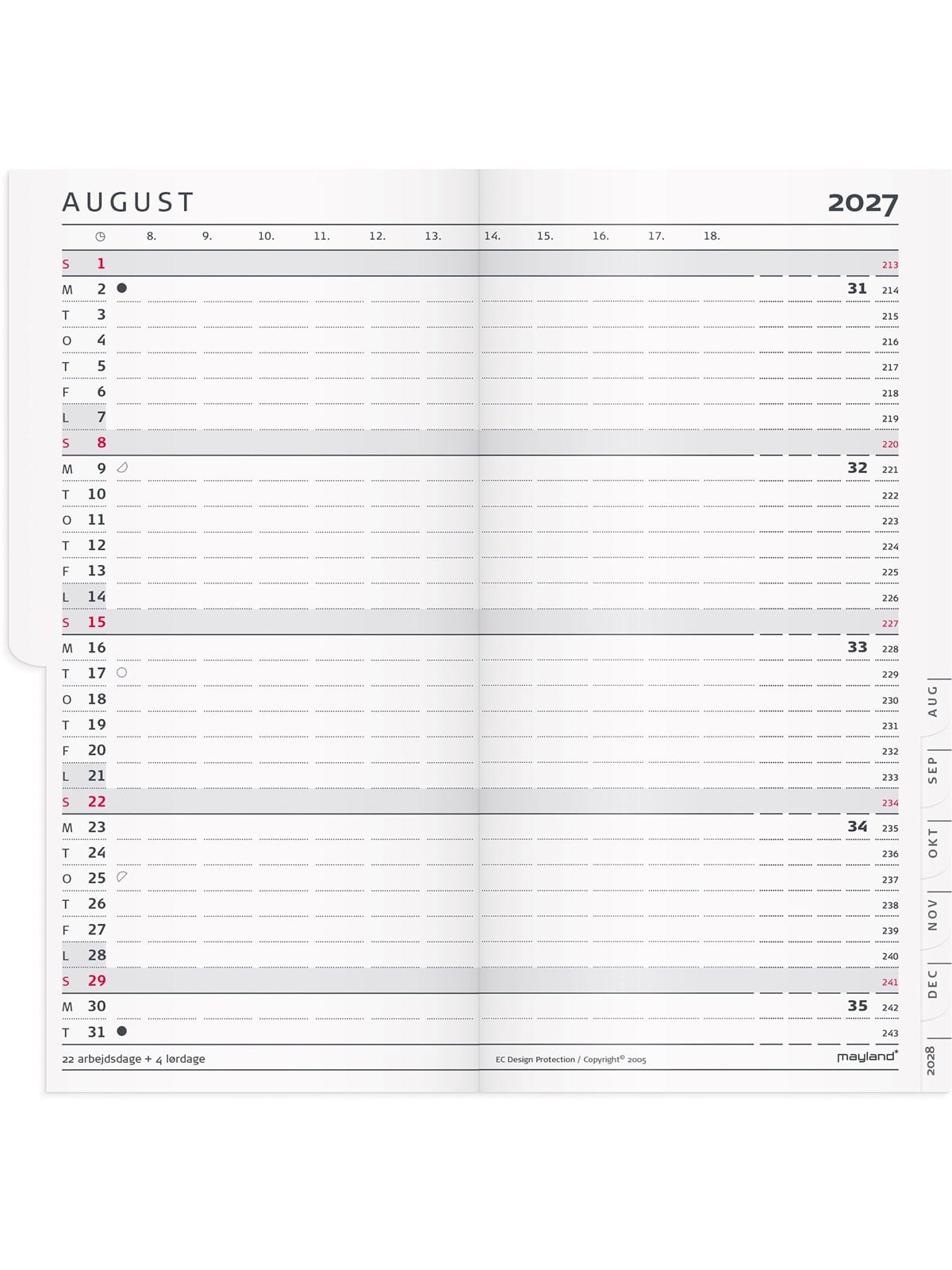Mayland Index Planner månedskalender REFILL 2027