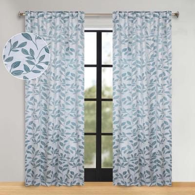 Superior Leaves Back Tab Curtains Room Darkening Machine Washable, Set of 2