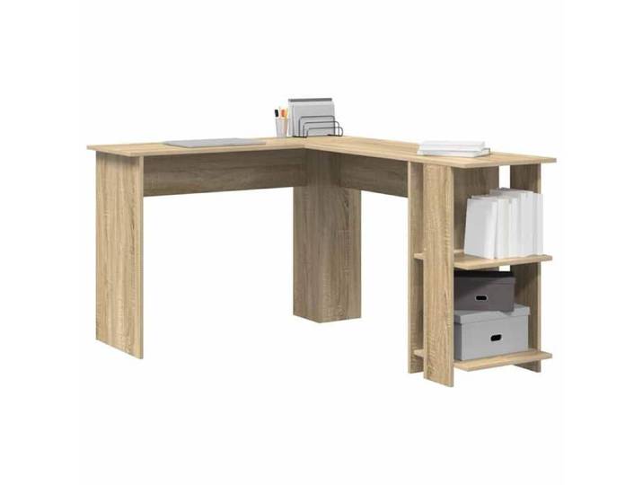 Bureau informatique multimédia - Bureau d'angle - Chêne sonoma - Bois d'ingénierie - Assemblage requis（5361）