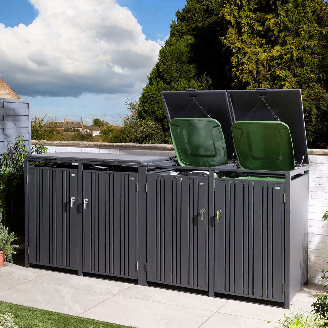 Rowlinson Metal Bin Store Anthracite 116.5cm H X 265cm W X 81cm D