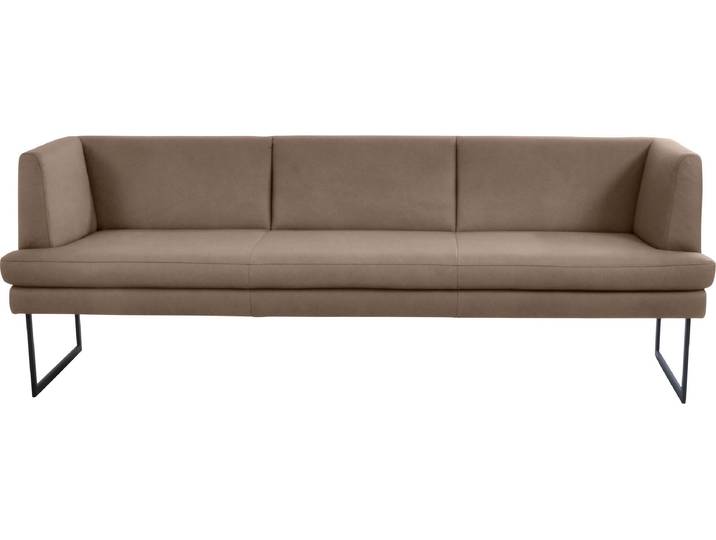 Polsterbank K+W KOMFORT & WOHNEN Cube , braun (wüste 76), B:229cm H:82cm T:67cm, Sitzbänke, Polsterbank, Hammerkissenoptik, 2 Breiten, Metallkufe schwarz