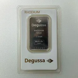 Rhodiumbarren 1oz DEGUSSA (999 Rh), geprägt