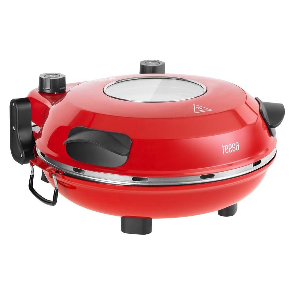 Teesa Pizzabackofen SUPREME 1200 W 32 cm Fenster herausnehmbarer Stein Zweigruppensteuerung (TSA3238)