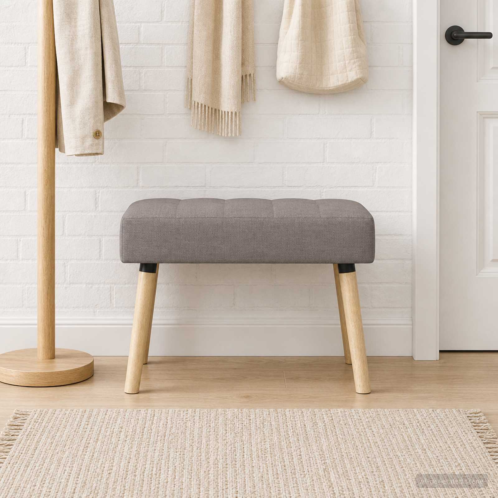 vidaXL Banc capitonné canal Taupe 60 x 40 x 45 cm Tissu