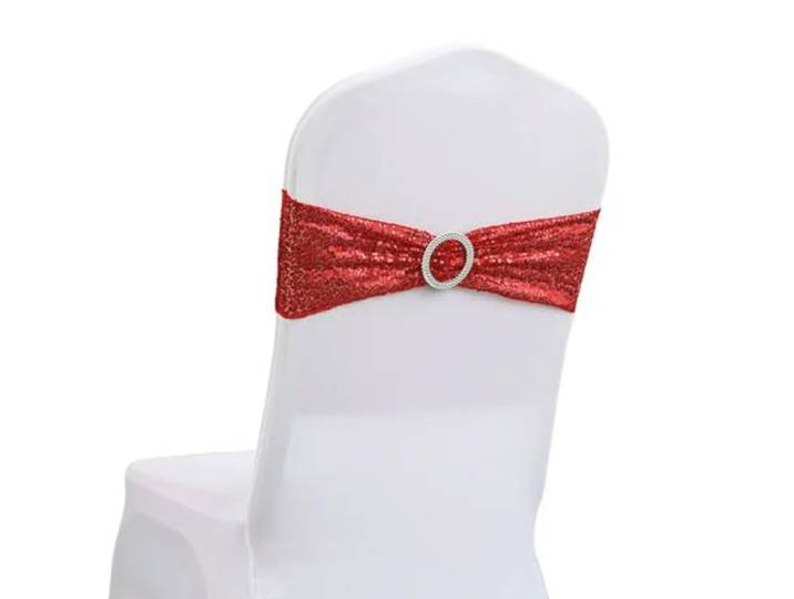 HIPdudRTG Satinbänder mit Schleifen für Stühle, 10 50 Stück Pailletten-Stuhlschärpen for Party, Abendessen, Bankett(Red,50pcs)