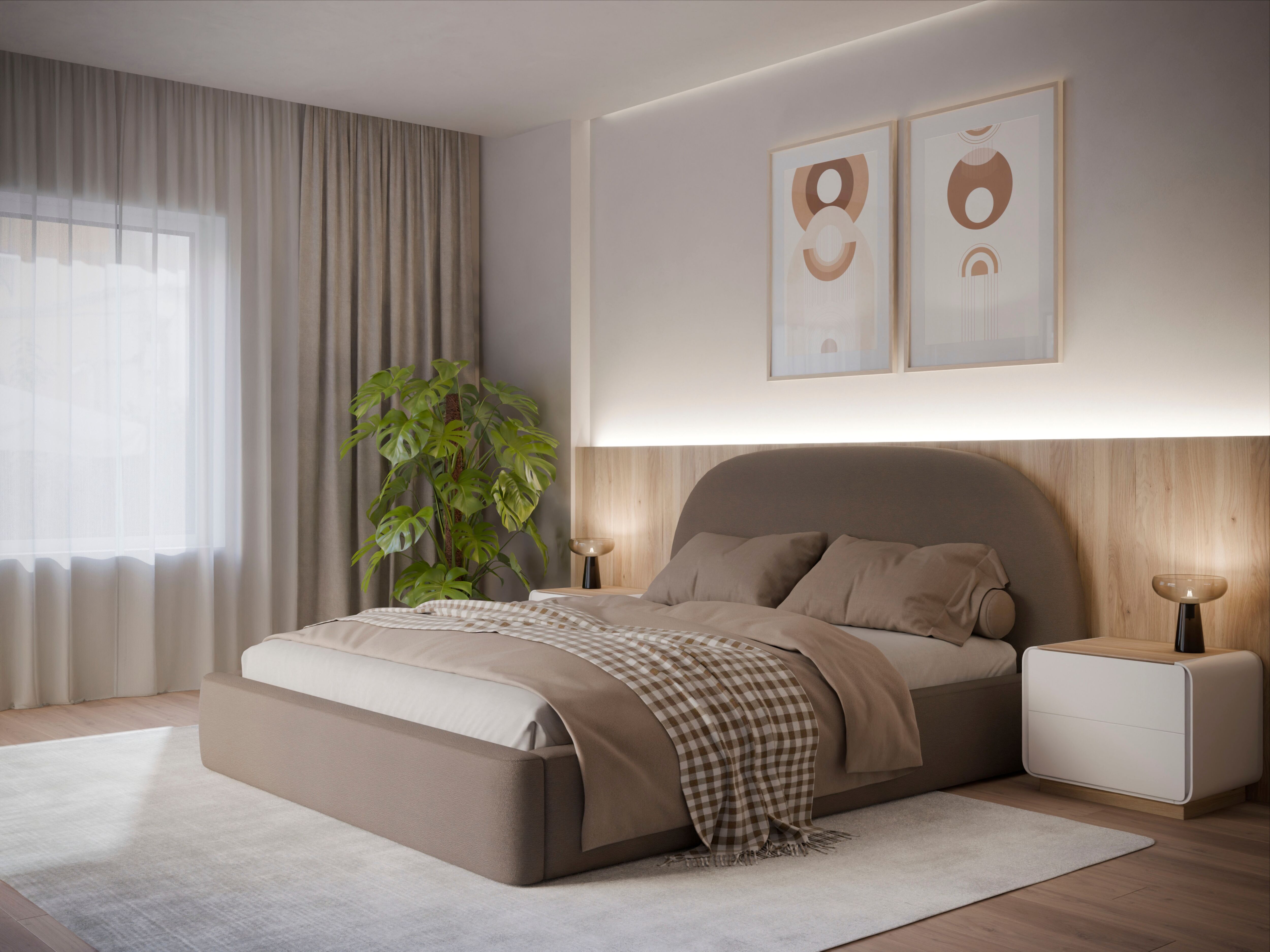 Polsterbett FORTE "Aura", beige (hellbraun, hellbraun), B:197cm H:33cm L:219cm, Der Bezugsstoff Vibe ist ein hochwertiger Chenille-Stoff mit matter Oberfläche. Er überzeugt durch hohe Strapazierfähigkeit, REACH- und OEKO-TEX-Zertifizierung und ist antiall