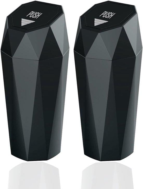 Famanu Afvalbak met deksel, Mini diamantvormig design, zwart