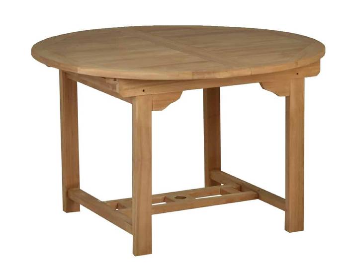 MiaMöbel Teak Gartentisch 120cm rund - ausziehbar Massivholz Teak Modern