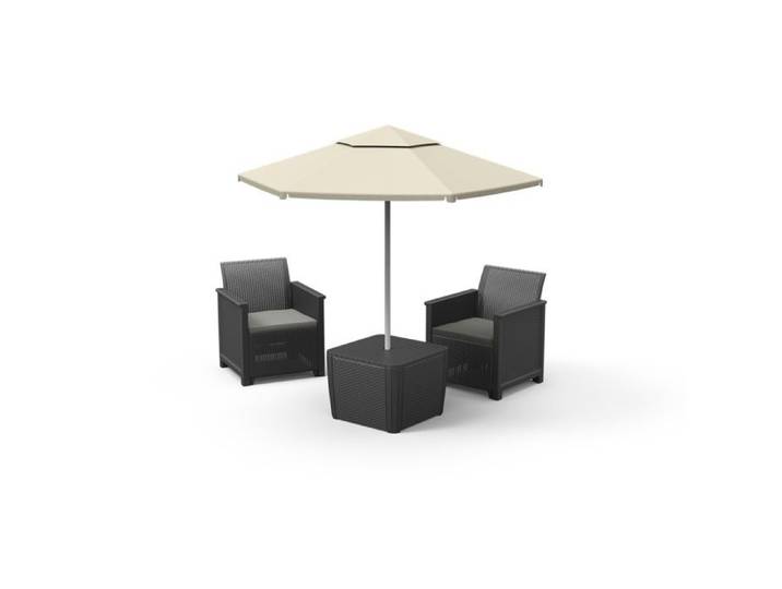 Salon de jardin Tahiti 2 places avec coussins - Anthracite - KETER