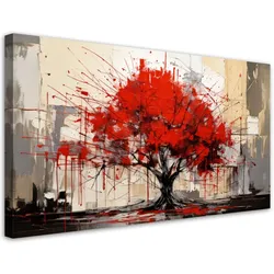 LEINWANDBILD Baum Abstraktion Rot 80x40cm