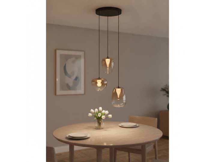 Design hanglamp Oblo 3-lichts amber glas Lyora - 109162