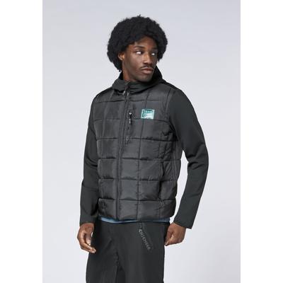 Funktionsjacke CHIEMSEE, Herren, Gr. M (48/50), schwarz, 100% Polyester, unifarben, regular fit, ohne Ausschnitt, elastischer Bund, Jacken Funktionsjacke, - mit modisch gestepptem Mittelbereich
