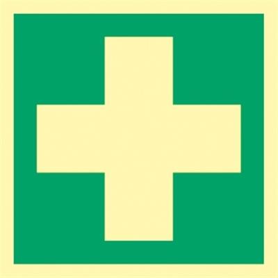 Schild Erste Hilfe, ISO 7010, Kunststoff, langnachleuchtend, 160-mcd, 200x200 mm