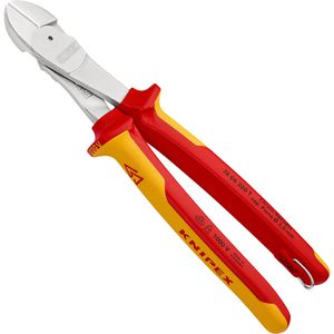 Knipex Seitenschneider 74 06 250 T, Kraft-Seitenschneider, 250 mm, verchromt, Mehrkomponentengriffe isoliert, VDE-geprüft