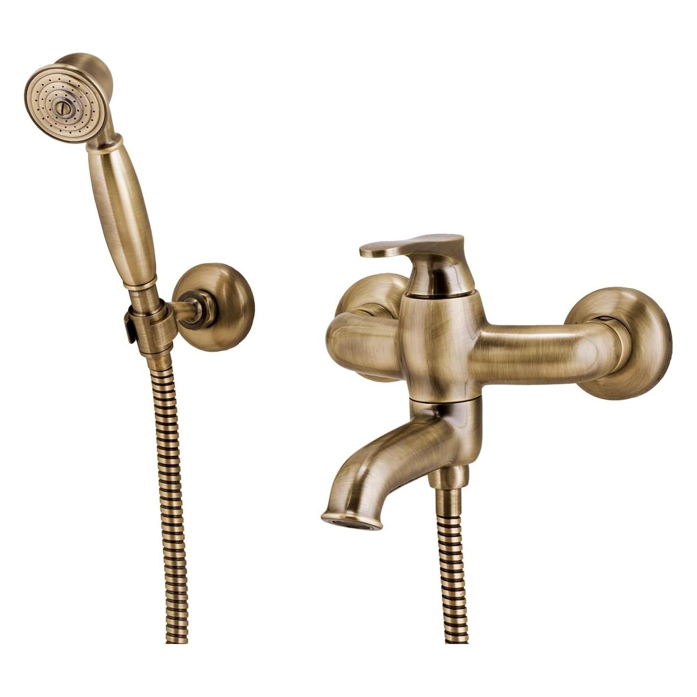 Omnires Art-déco-Badarmatur mit Duschmontage in antikem Bronze (AD5131BR)