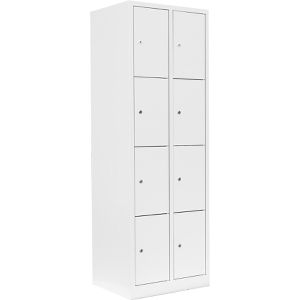 Lüllmann Schließfachschrank 520427, weiß, 8 Fächer, Stahl, 60 x 180cm, mit Zylinderschloss