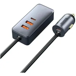 Baseus Ładowarka samochodowa Share Together 120W wieloportowa 2x USB-A + 2x USB-C - szara, Auto Adapter, Silber, Grau