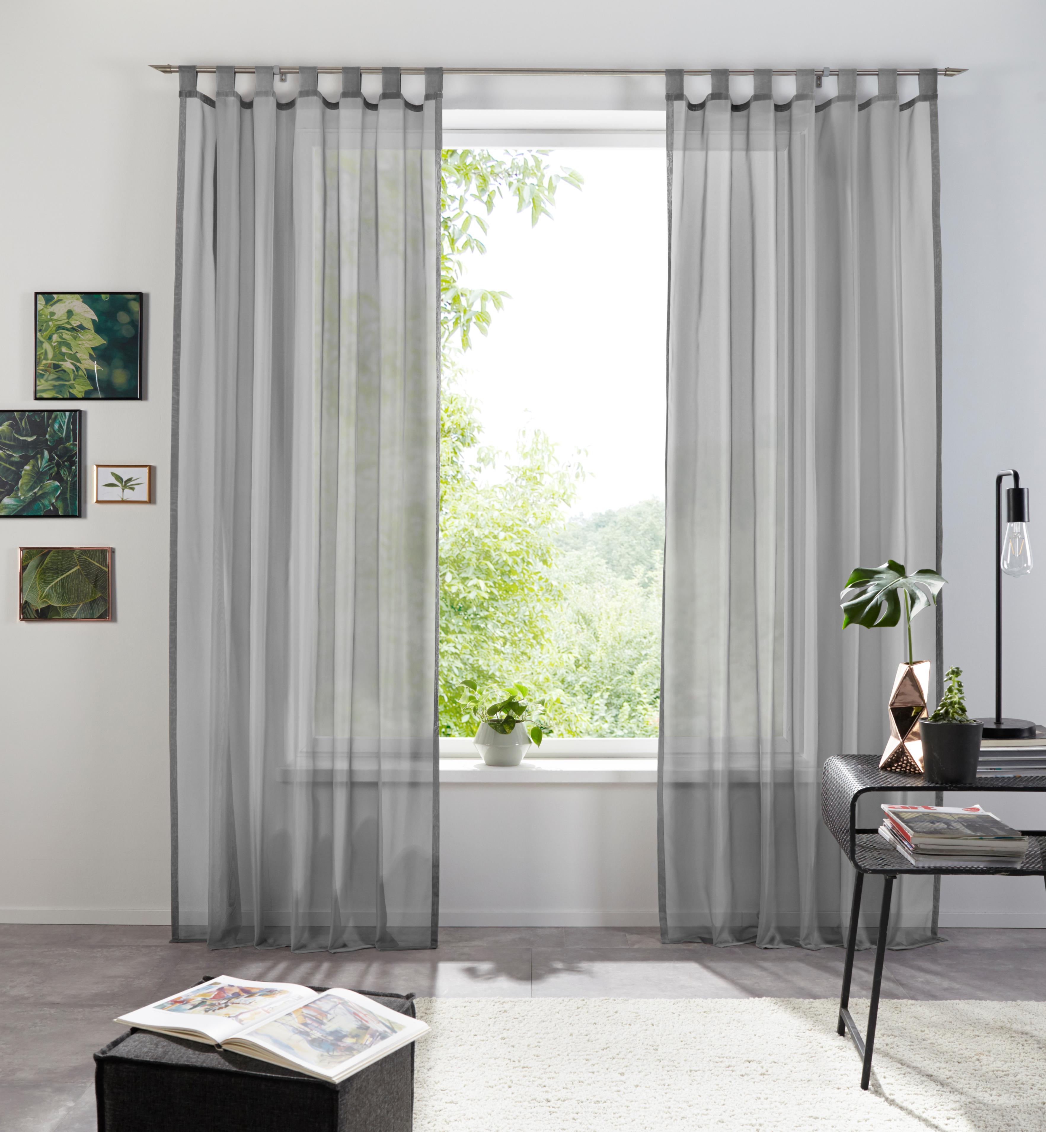 Gardine OTTO HOME "XANA mit Schlaufen, Topseller" Gr. 2, grau, B:145cm H:175cm, Voile, Polyester, Gardinen, Gardine, Bestseller, einfarbig, 1 Schal, pflegeleicht, preiswert
