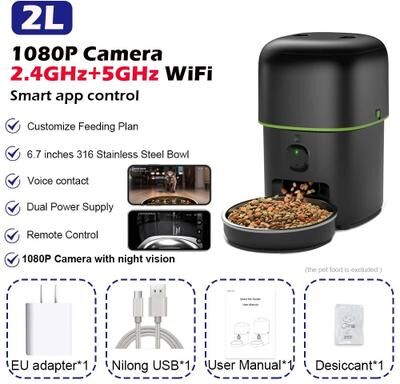 Uplift Picks Smart Automatic Cat Feeder With Camera WiFi App Controlled Pet Food Dispenser 2 Liters