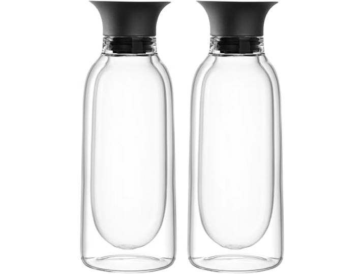 LEONARDO HOME DUO Flaschen 2 Stück doppelwandiges Design mit Silikon-Ausgießer für Küche und Tisch präzises Ausgießen Moderne Optik zum Verfeinern & Servieren Höhe 17 cm klar 025609