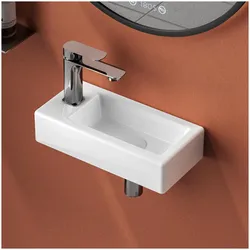 Emke, Waschbecken, Wandwaschbecken, 365 x 180 x 90 mm, Rechteckig, Hahnloch links, Hochweiss (365 mm)
