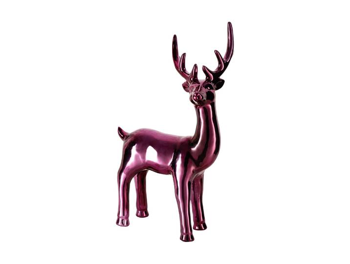 Weihnachtsfigur EGLO Hirsch Catacol , pink (dunkelrosa), B:16,5cm H:31,5cm, Keramik, Porzellan, Dekofiguren, Weihnachtsfigur