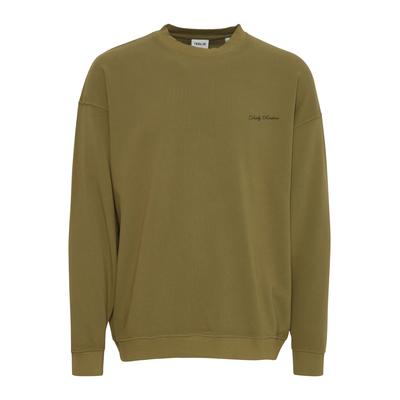 Rundhalspullover SOLID "Rundhalspullover SDMill", Herren, Gr. XXL, grün (olive drab), Obermaterial: 100% Baumwolle CO., Pullover Rundhalspullover