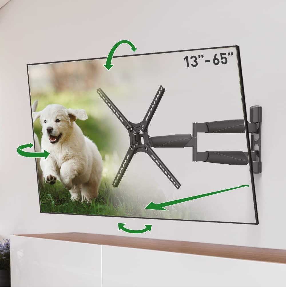 Barkan Luxe TV Muurbeugel voor 13-65 inch, Zwenkbaar en Kantelbaar, Draagt tot 36 kg