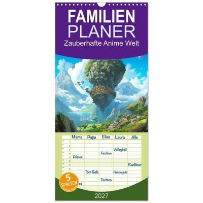 Familienplaner 2027 - Zauberhafte Anime Welt mit 5 Spalten (Wandkalender, 21 x 45 cm) CALVENDO