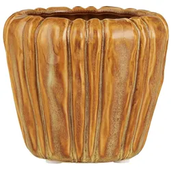 IB Laursen Blumentopf mit Rillen Keramik, Höhe 10.5, Ø 12.5 cm, Braun